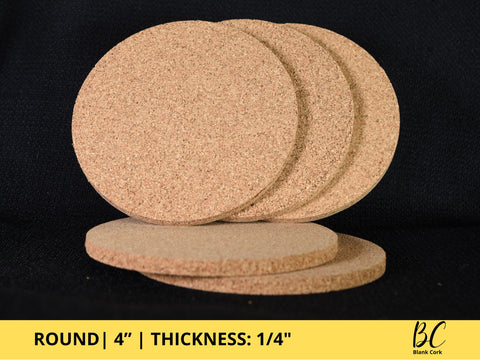4.0" ROUND Cork Coasters